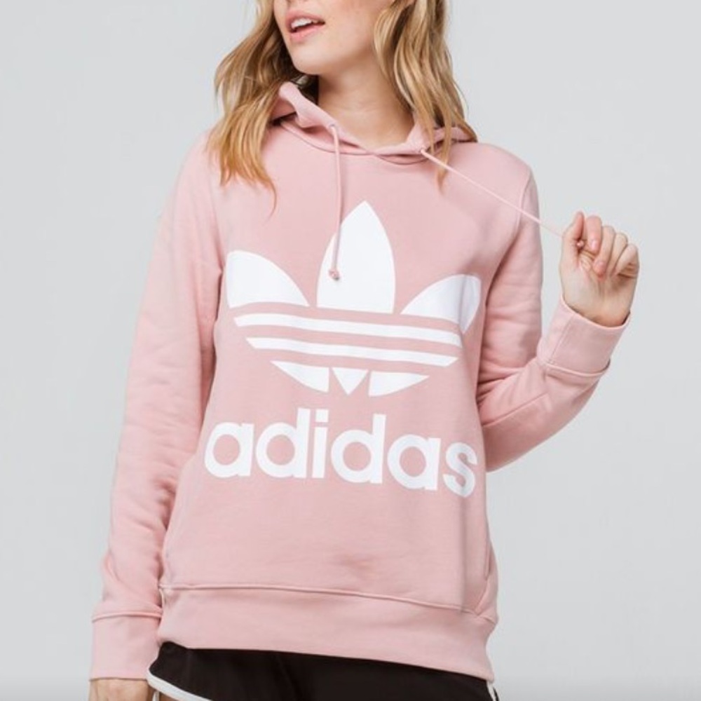Adidas Originals Pink Trefoil Hoodie French Terry Drop Shoulder XS